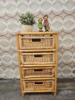 Vintage rotan bamboe retro ladekast 4 lades, Ophalen, Huis en Inrichting