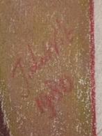 Pastelkrijt tekening Clown Pierrot 1980, Antiek en Kunst, Ophalen of Verzenden