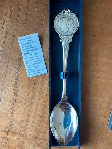 Verzilverd lepeltje - Willem Alexander & Maxima - beschikbaar voor biedingen