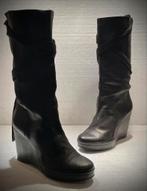 Humanoid design hoge dames laarzen sleehakken zwart 39, Ophalen of Verzenden, Hoge laarzen, Zo goed als nieuw, Zwart