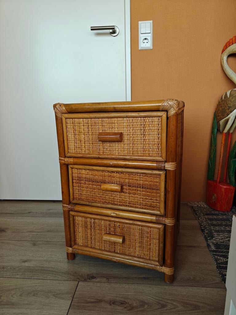 Vintage rotan kastje, Huis en Inrichting, Kasten | Ladekasten, Ophalen, 1 of 2 laden, 50 tot 100 cm, Minder dan 100 cm