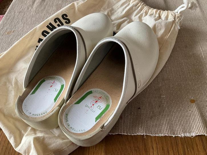 Klompen leder, Kleding | Dames, Schoenen, Zo goed als nieuw, Werkschoenen, Wit, Ophalen