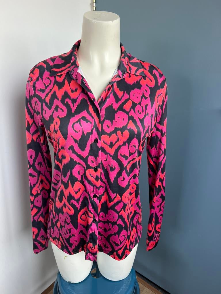 Zoso roze zwart gladde blouse ruimvallend xl patty, Zwart, Ophalen of Verzenden, Zo goed als nieuw, X