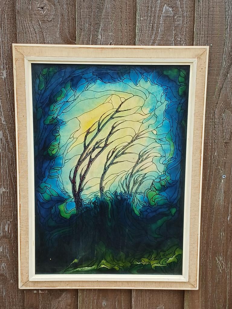 Abstract Schilderij 'Bomen in de Wind' door Pascalis, Antiek en Kunst, Kunst | Schilderijen | Modern, Ophalen of Verzenden