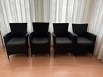 4 Zwarte rattan stoelen met zwarte kussens, Huis en Inrichting, Stoelen, Ophalen, Zwart, Riet of Rotan, Zo goed als nieuw