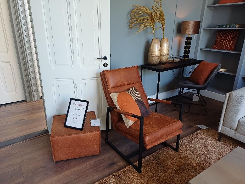 Fauteuil No. 319 + hocker microleder cognac, Ophalen, O, O, O