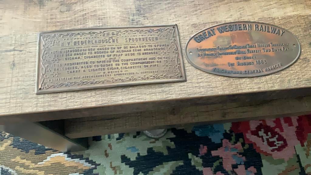 Messing tram of trein platen, Ophalen of Verzenden, Zo goed als nieuw, Tram, Overige typen