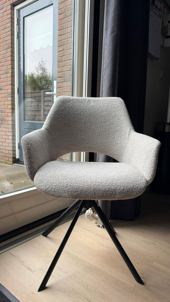 6 Oyster Eetkamerstoelen-Bouclé - Beige, prijs is per stoel., Ophalen, Nieuw, Minder dan 75 cm, 50 tot 75 cm