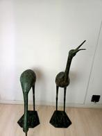 Vintage Bronzen Kraanvogels - Groene Patina (56 & 86 cm), Ophalen