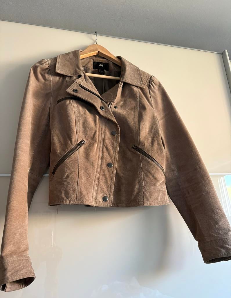 Mooi leren jasje H&M maat 40, Maat 38/40 (M), Beige, Ophalen of Verzenden, Jasje