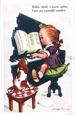 806210 _ Voorburg vintage Kinderkaart Meisje Hondje, Ophalen of Verzenden, 1960 tot 1980, Ongelopen, Zuid-Holland