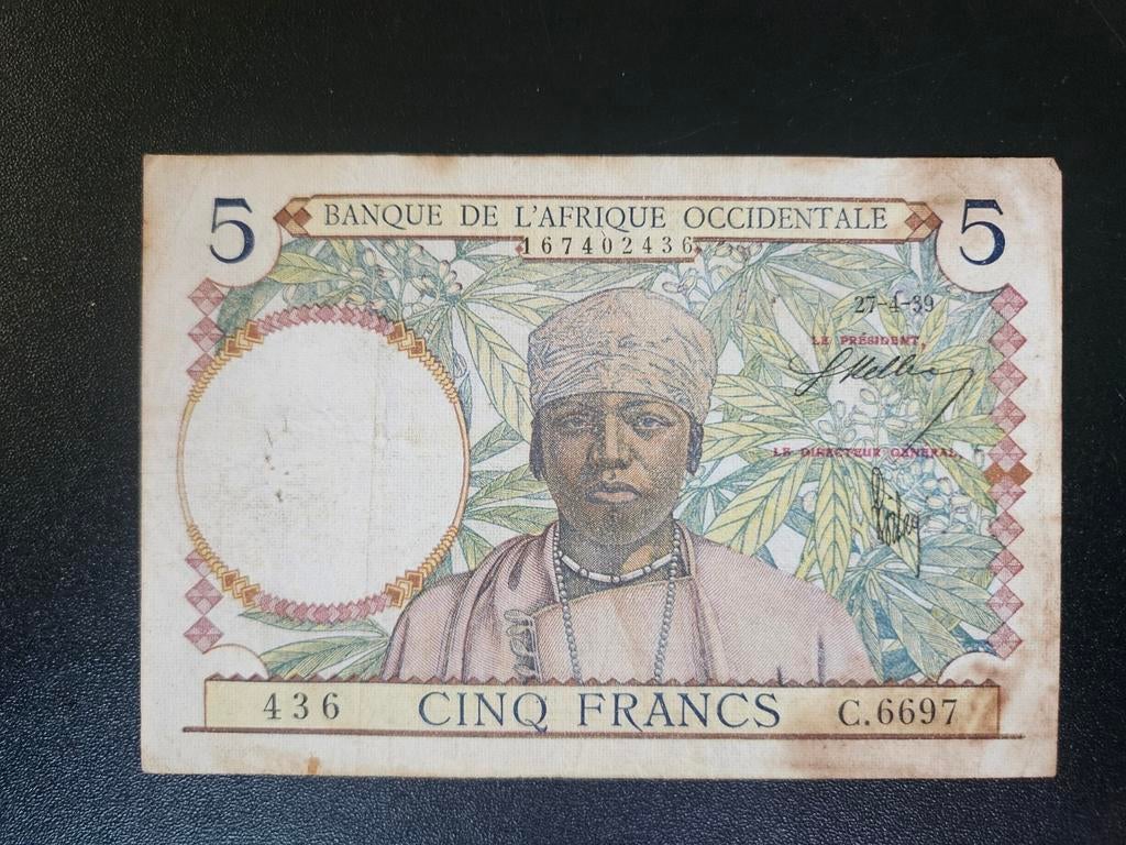Frans West Afrika pick 21 1939, Postzegels en Munten, Bankbiljetten | Afrika, Ophalen of Verzenden, Overige landen, Los biljet