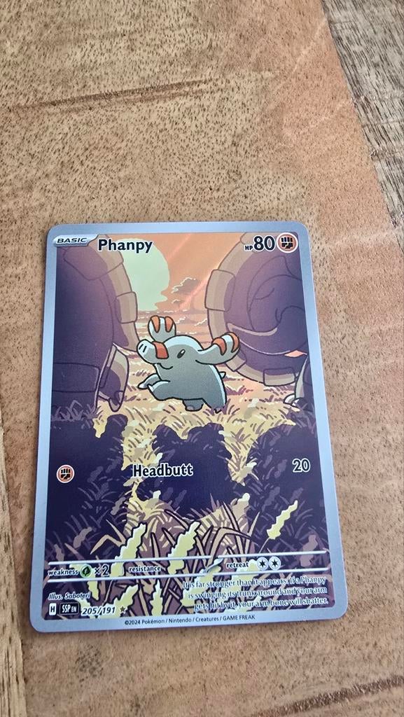 Phanpy Pokémon kaart SSP 205/191, Ophalen of Verzenden, Zo goed als nieuw, Losse kaart