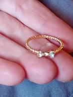Nieuwe gouden ring met strik en steentjes, maat 19, Met kristal, Overige materialen, 19 tot 20, Nieuw