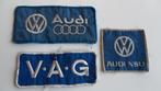 VW - Audi - NSU auto stofjas/overal emblemen 2 x, Verzamelen, Verzenden, Gebruikt, Auto's