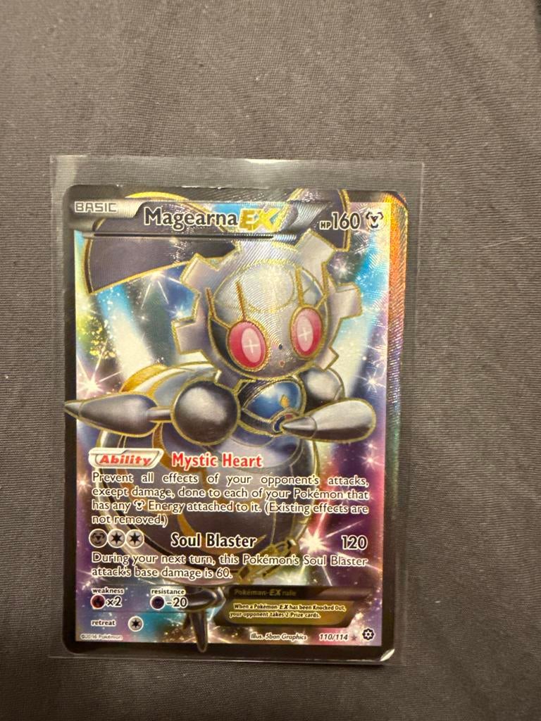 Magearna EX 110/114 Pokémon kaart, Ophalen of Verzenden, Gebruikt, Losse kaart, Foil