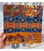 Antiek Valdo Australia Aboriginal houten bord + handtekening, Antiek en Kunst, Kunst | Niet-Westerse kunst, Ophalen of Verzenden