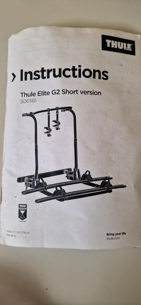 Thule Elite G2 Short fietsendrager (zonder draagrek/houders), Auto diversen, Fietsendragers, Ophalen, Zo goed als nieuw, Achterklepdrager
