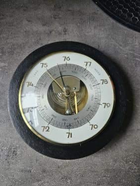 Leuk rond antiek barometer van hout, in werkende staat, Ophalen of Verzenden, Gebruikt, Barometer