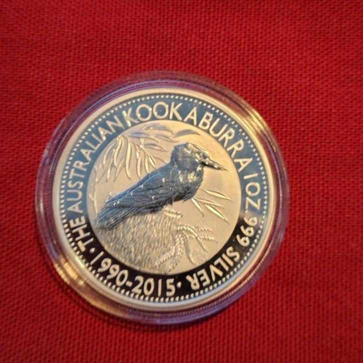 Kookaburra zilveren munten 1 Oz 2015 oplage 500.000 stuks, Postzegels en Munten, Munten | Oceanië, Zilver, Ophalen of Verzenden