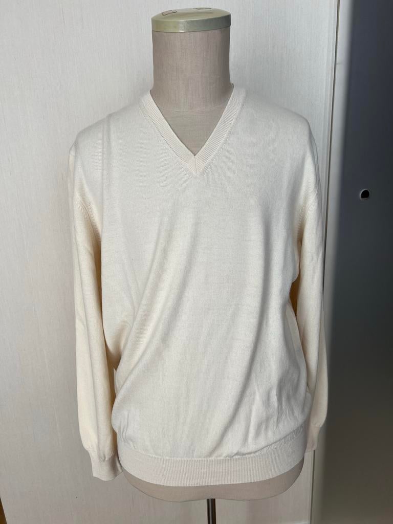 Crèmekleurige V-hals tru oger 52, Kleding | Heren, Verzenden, Zo goed als nieuw, Maat 52/54 (L), Wit