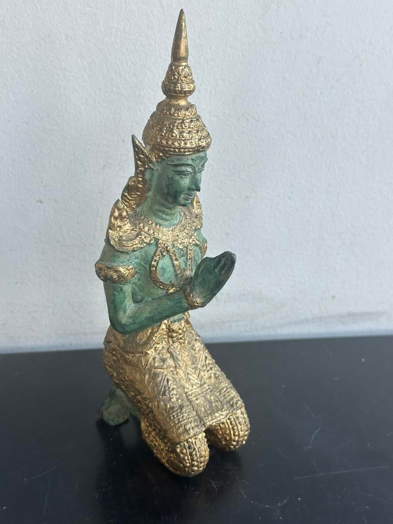Aziatisch brons tempelwachter  beeldje 17 cm, Ophalen of Verzenden