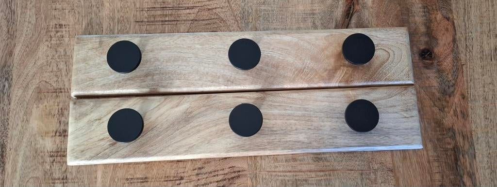 Mangohouten kapstok 2x, Huis en Inrichting, Woonaccessoires | Kapstokken, Wandkapstok, Nieuw, Ophalen of Verzenden, Minder dan 100 cm