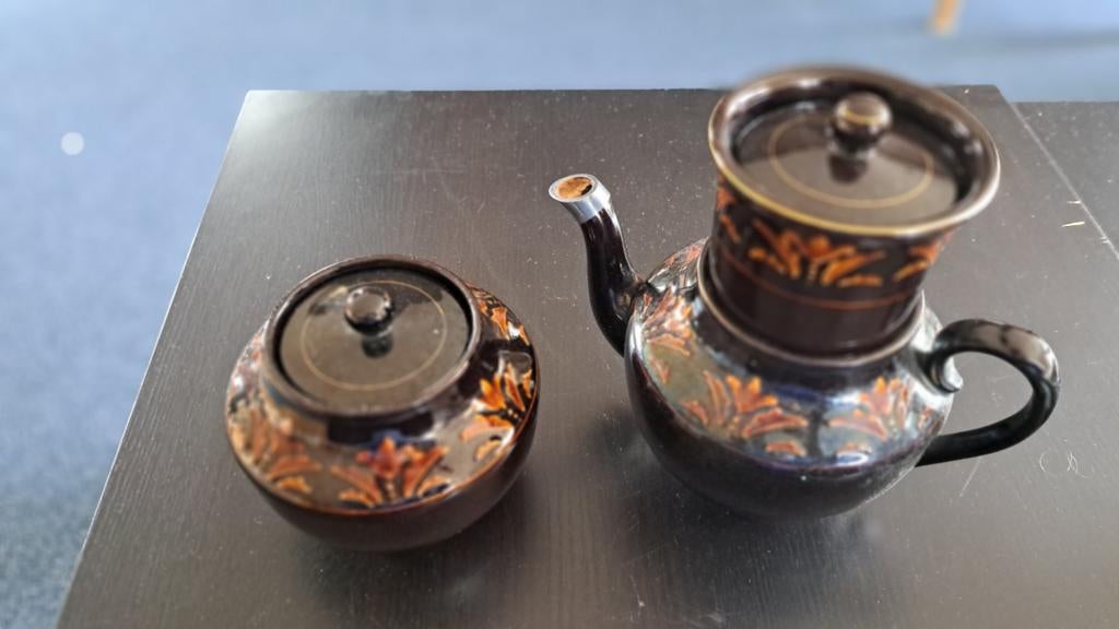 retro koffiekannetjes met koffiefilter, Antiek en Kunst, Ophalen