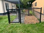 Enkele poort met 2 palen,incl. Locinox slot. 100 h x 120 br, Tuin en Terras, Tuinhekken en Hekwerk, Ophalen, Met poort, Dubbelstaafmat hekwerk