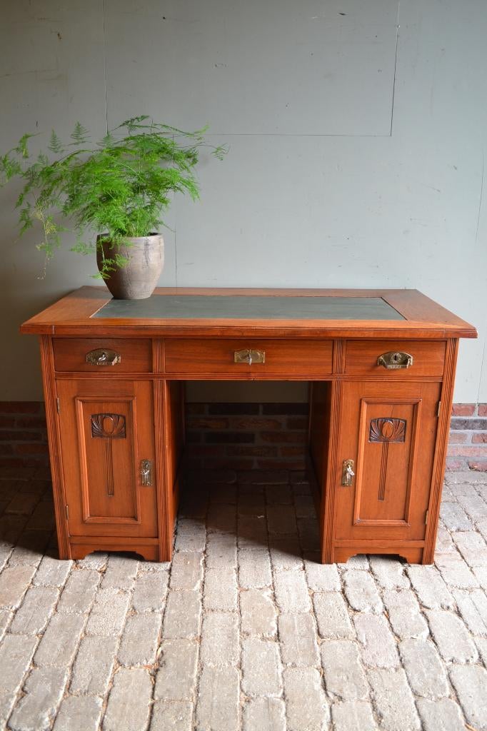 Prachtig antiek eiken houten Art Deco bureau, schrijftafel., Verzenden