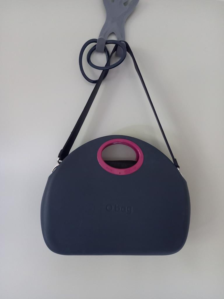O bag tas met roze handvat en schouderband, Verzenden, Zo goed als nieuw, Blauw, Handtas