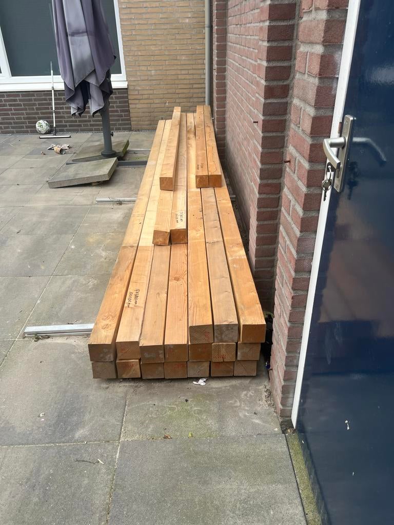 Vuren palen 100x100x4800 mm geschaafd - Nieuw, Doe-het-zelf en Verbouw, Hout en Planken, Nieuw, Ophalen of Verzenden, Balk, Vuren