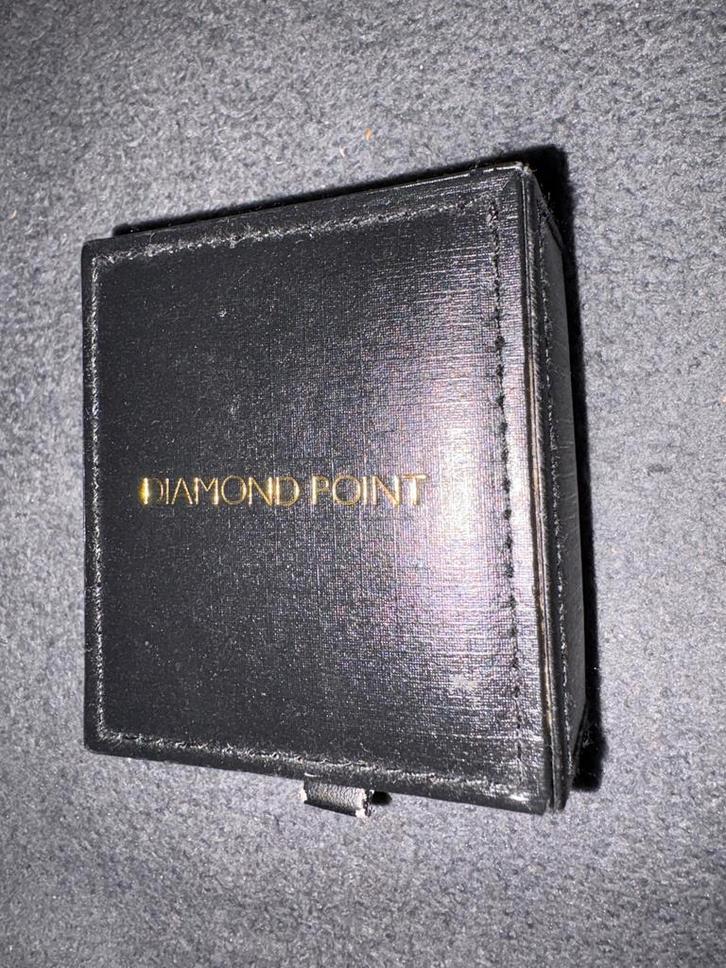 Zwarte ketting met drie ringen - Diamond Point, Sieraden, Tassen en Uiterlijk, Kettingen, Zo goed als nieuw, Overige materialen