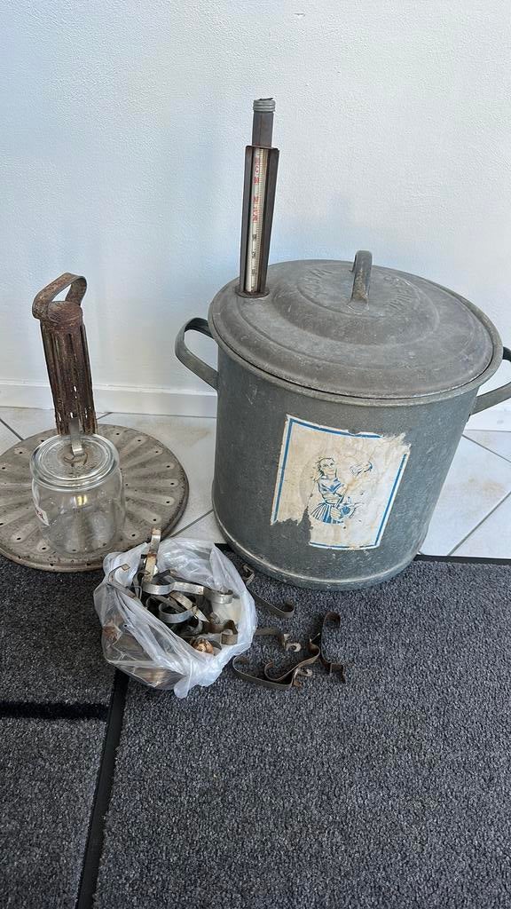 Wekketel met thermometer en 2 houders voor wekpotten, Ophalen, Metaal, Overige merken, Overige typen