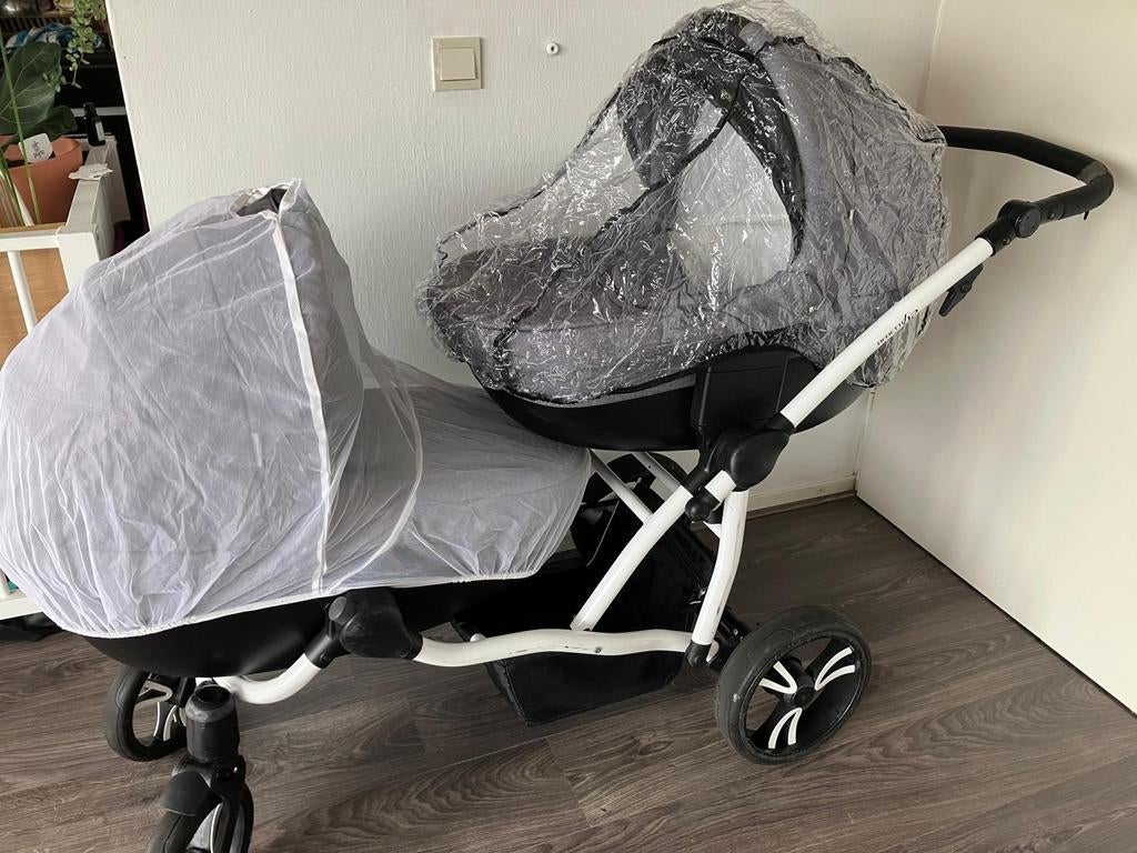 Bebetto Tweeling Kinderwagen met Reiswiegen en Zitjes, Kinderen en Baby's, Kinderwagens en Combinaties, Gebruikt, Duowagen, Combiwagen