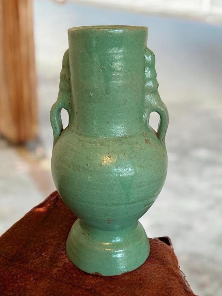 Antieke Marokkaanse Celadon Groene Vaas - Tamegroute/Fez, Ophalen of Verzenden