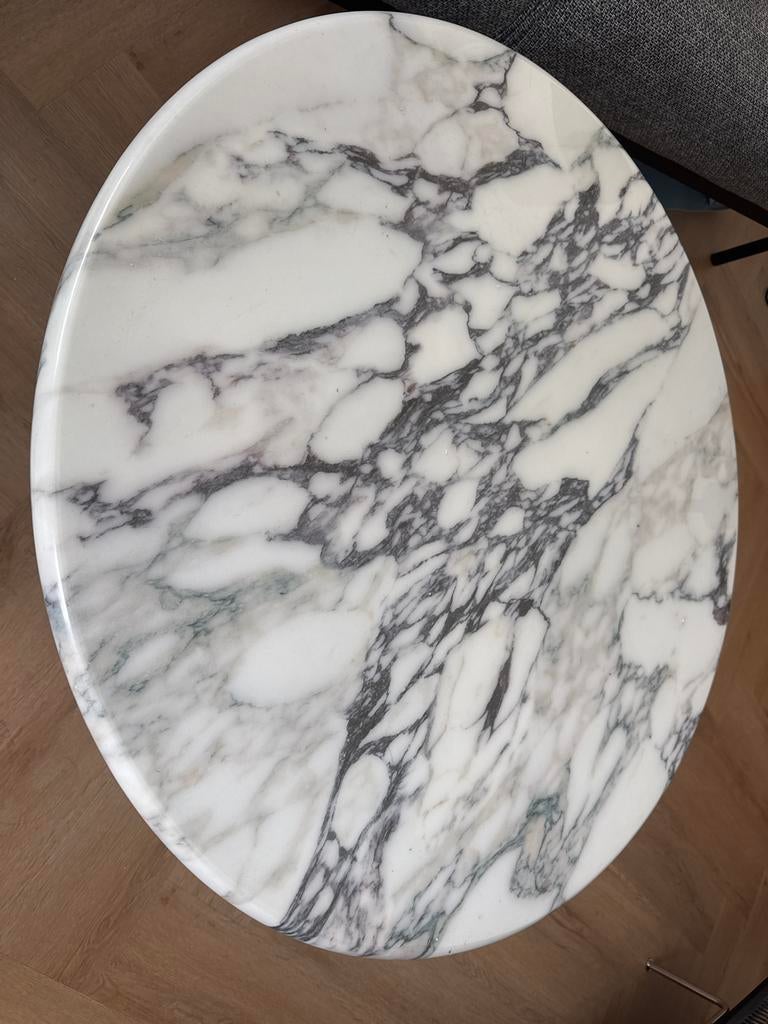 Ronde salontafel met marmeren blad, Huis en Inrichting, Tafels | Salontafels, Ophalen, Overige materialen, Gebruikt, Rond