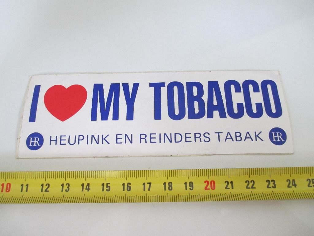 sticker I LOVE MY TOBACCO Heupink en Reinders tabak, Verzamelen, Ophalen, Zo goed als nieuw