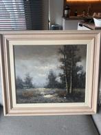 Schilderij J. Kok - Landschap met boerderij en bomen, Ophalen of Verzenden