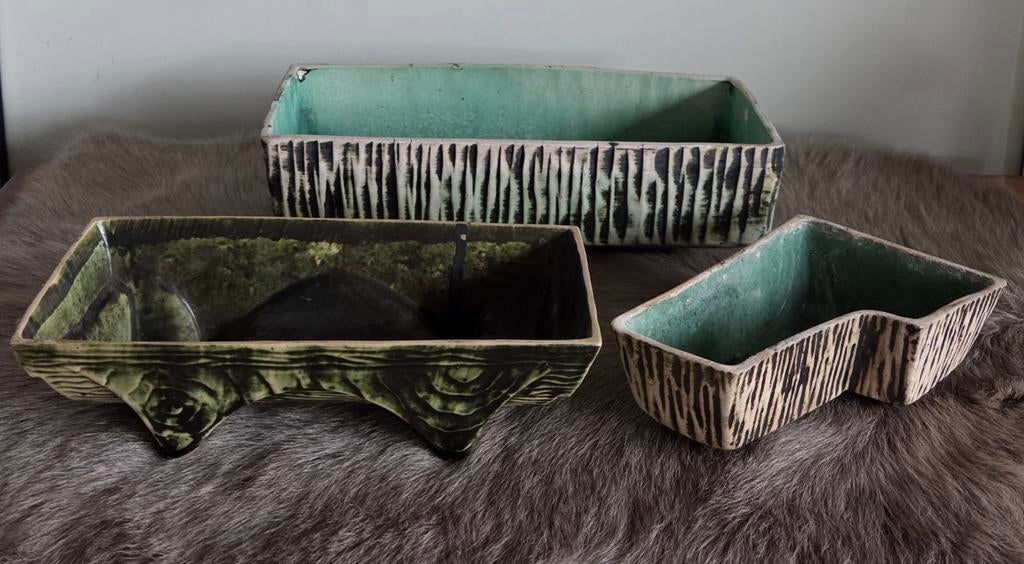 3 Vintage Adli Reuver Holland cactuspotten cactusbakken, Ophalen of Verzenden, Gebruikt, Aardewerk