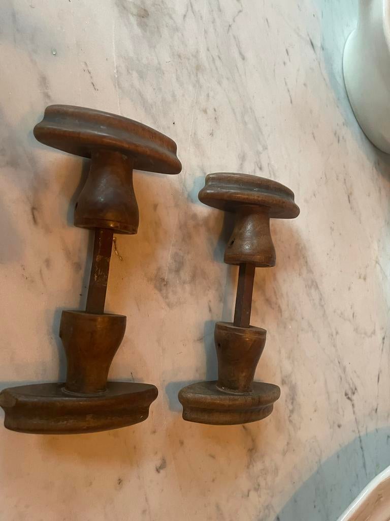 Antieke notenhouten deurklinken Anno 1890-1900, Antiek en Kunst, Ophalen of Verzenden