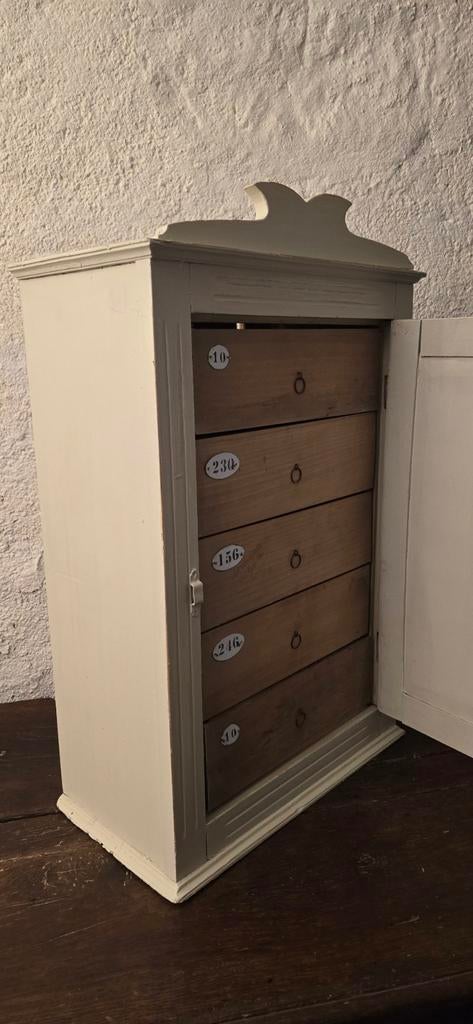 Superleuk oud Frans apothekerskastje kastje met houten lades, Ophalen of Verzenden