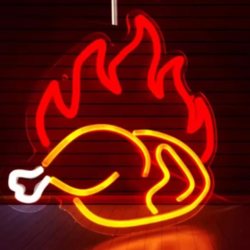 LED lamp neon stijl Geroosterde Kip (30x30cm), Ophalen of Verzenden, Nieuw, Lichtbak of (neon) lamp