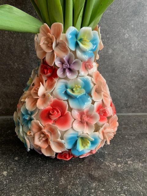 vaas Des Pots Nell Koolen bloemen porselein 18 cm, Overige kleuren, Aardewerk of Porselein, Ophalen of Verzenden, Zo goed als nieuw