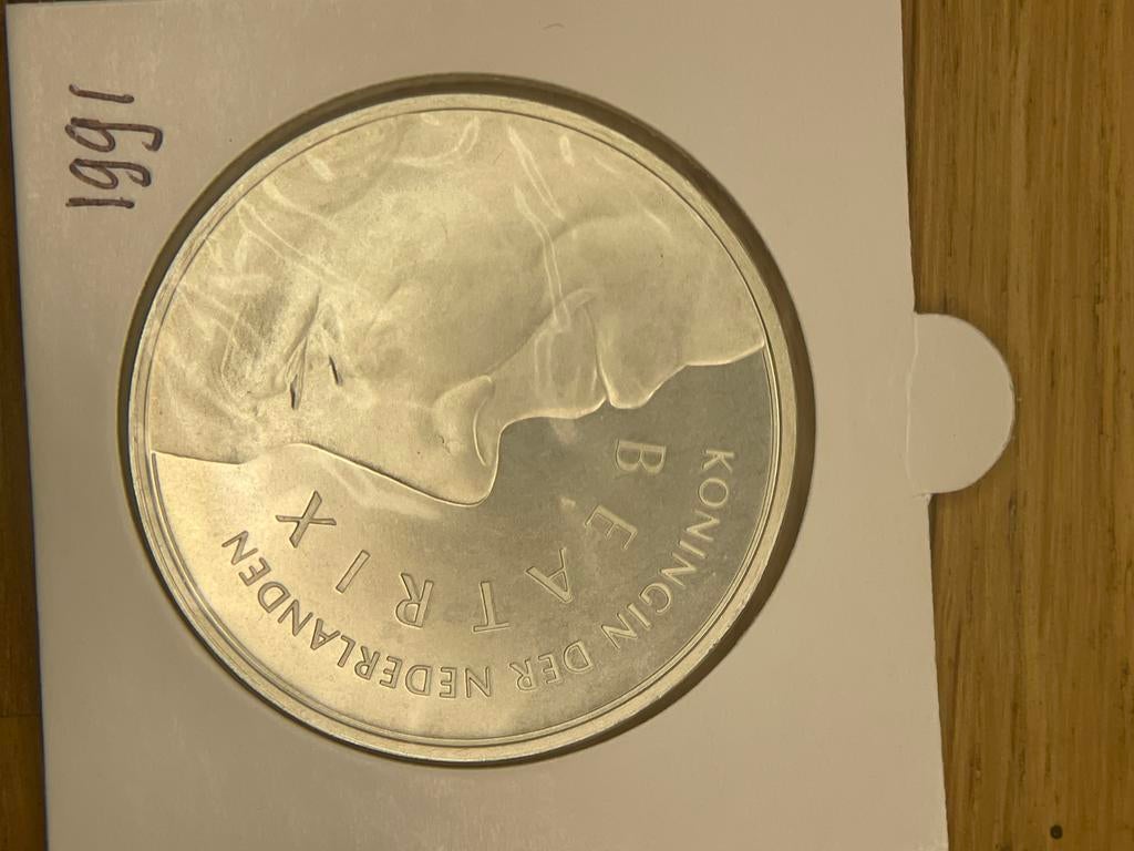 50 Gulden Zilveren Huwelijksmunt Beatrix & Claus 1991, Postzegels en Munten, Munten | Nederland, Koningin Beatrix, Zilver, Ophalen of Verzenden