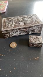 2oude oosterse metalen kistjes met draken vogels, Ophalen of Verzenden