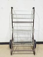 9629: Vintage Industrial 3-Tier Rolling Storage Trolley, Ophalen, Gebruikt, Metaal, Industrieel