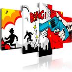 720 Cartoon Pistool 5 Luik Canvas Schilderij 200x100cm Nieuw, Ophalen of Verzenden