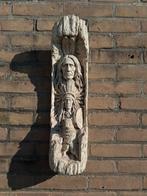 Prachtig Betonnen Wandreliëf - Indianen & Wolf - 55 cm Hoog, Ophalen of Verzenden