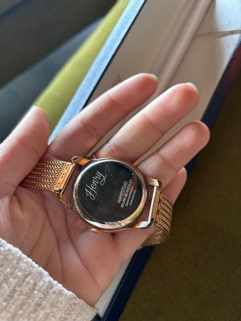 Henry London Hampstead Horloge Roségoud Paars RVS, Sieraden, Tassen en Uiterlijk, Horloges | Heren, Overige merken, Overige materialen